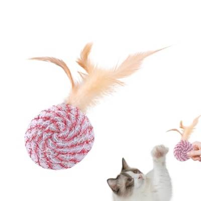 AALLYN Katzenfederballspielzeug,Federballspielzeug für Katzen | Kätzchen-Beißspielzeug,Interaktives Katzenfederspielzeug, Katzenspielzeug, Katzenfederball für Training, Jagd, drinnen und draußen, von AALLYN