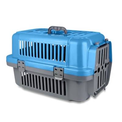 Adak Transportbox Katze | Hundetransportbox für Auto | Praktische Katzentransportbox | Robuste Katzenbox für sicheres Reisen | Tiertransportbox für unterwegs und zu Hause (Blau) von ADAK