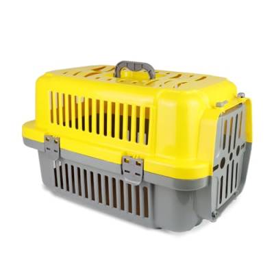 Adak Transportbox Katze | Hundetransportbox für Auto | Praktische Katzentransportbox | Robuste Katzenbox für sicheres Reisen | Tiertransportbox für unterwegs und zu Hause (Gelb) von ADAK