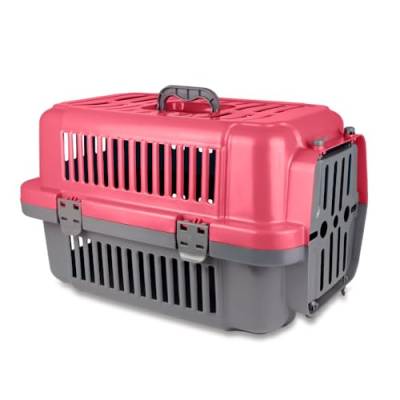 Adak Transportbox Katze | Hundetransportbox für Auto | Praktische Katzentransportbox | Robuste Katzenbox für sicheres Reisen | Tiertransportbox für unterwegs und zu Hause (Wine Rot) von ADAK