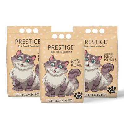 Prestige Katzenstreu - Geruchsneutralisierende Klumpstreu für Katzen - Staubfreies Katzenstreu - Natürlich & Unbeduftet - Mehrkatzenformel - Geringe Verfolgung (Organic, 3 x 10l) von ADAK