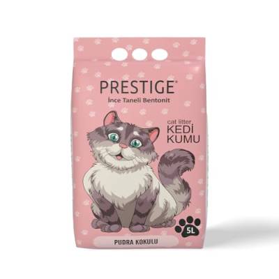 Prestige Katzenstreu - Geruchsneutralisierende Klumpstreu für Katzen - Staubfreies Katzenstreu - Natürlich & Unbeduftet - Mehrkatzenformel - Geringe Verfolgung (Puderduft, 5 l) von ADAK