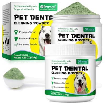 Zahnreinigungspulver für Hunde, mit Probiotika, entfernt effektiv Zahnstein, Plaque, Flecken, Mundgeruch, Zahnreinigung, unterstützt die Mundpflege für kleine, mittelgroße und große Hunde, 120 g, 2 von AFITMOE