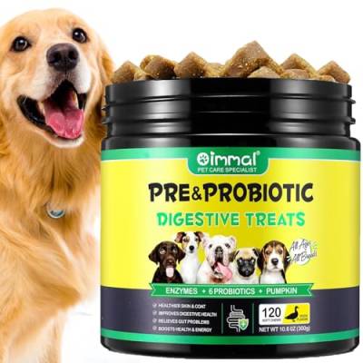 Probiotika für Hunde, Probiotika und Verdauungsenzyme Kauen für Hunde, Förderung der Darmgesundheit, Verbesserung der Verdauung und Immunität, 120 Kauen Duck von AIKUWWOIRQIA