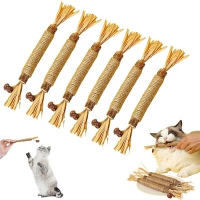 ARTSIM Katzenkauspielzeug, natürliches Silvervine Stick Katzenkauspielzeug, natürliche Silvervine Sticks Katzenspielzeug, Catmint Silvervine Blend Sticks, Kauspielzeug für Zahnreinigung (6 Stück) von ARTSIM