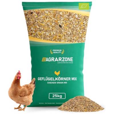 Agrarzone Bio Hühnerfutter 25kg [Premium Körner-Mix] - Energiereiches & Staubfreies Körnerfutter für Hühner & Legehennen - Schmackhaftes Hühner Futter Streufutter - Ohne Gentechnik von Agrarzone