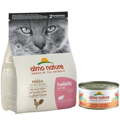 Gemischte Probierpakete Almo Nature - 2 kg Holistic Kitten Huhn & Reis + 6 x 70 g Kitten von Almo Nature Holistic