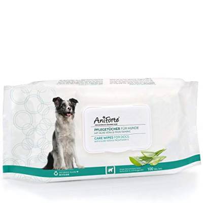 AniForte Pflegetücher für Hunde 100 Stück - XXL desodorierende Reinigungstücher mit Frischeverschluss, hypoallergen, mild, reißfest, natürliche Reinigung, Dog Wipes von AniForte