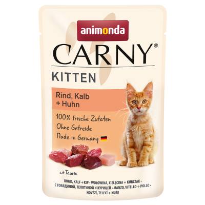 animonda Carny Kitten Pouch 12 x 85 g - Rind, Kalb + Huhn von Animonda Carny