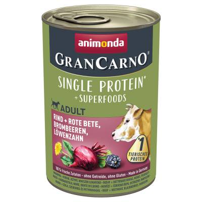 Sparpaket animonda GranCarno Adult Superfoods 24 x 400 g - Rind + Rote Bete, Brombeeren, Löwenzahn von Animonda GranCarno