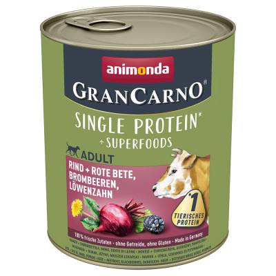 animonda GranCarno Adult Superfoods 6 x 800 g - Rind + Rote Bete, Brombeeren, Löwenzahn von Animonda GranCarno