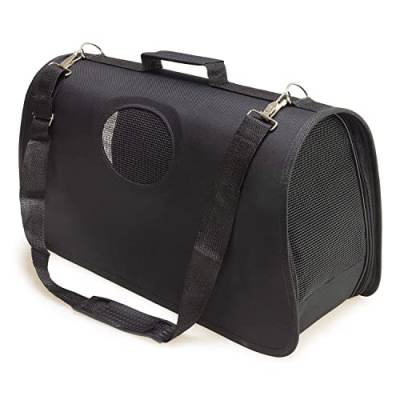Arquivet Schwarze Transporttasche für kleine und mittelgroße Haustiere, L: 52 x 28 x 29 cm, für Erwachsene Hunde, Welpen, Katzen und andere - Rucksack mit Lüftungsgitter für Hunde und Katzen von Arquivet