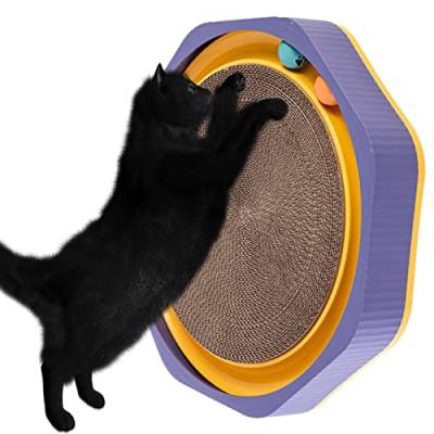 Bexdug Katzenkratzbrett mit Ball - Abnehmbarer Katzenspielzeug-Kugelbahnkratzer - Interaktives Katzenzubehör mit rutschfesten Böden für festes Kratzen für Kätzchen, mittelgroße und große Katzen von Bexdug