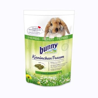 Bunny KaninchenTraum Herbs | 750 g | Alleinfuttermittel für Zwergkaninchen ab dem 6. Lebensmonat | Mit 42 Verschiedene Pflanzen von unbehandelten Wiesen | 3-Faser-Mix von Bunny