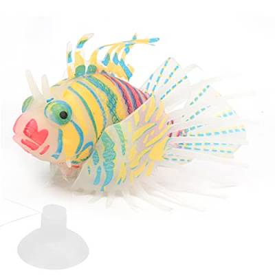 CDQL Simulationsfisch – 4,5 X 3,1 Zoll Leuchtender Löwenfisch aus Silikon mit Saugnapf und LED-Lichtern – Farbenfrohes Aquarium-Landschaftsornament, Einstellbare Länge für die (Rosa von CDQL
