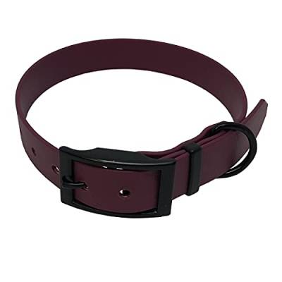 C&L Hundehalsband aus 25 mm BioThane®- [70-78cm] - weinrot - WN521 - Black Edition von Collar & Leash