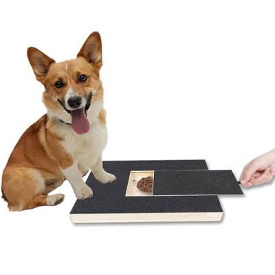 Depisuta Nagelkratzbrett für Hunde, 35 X 25 X 3 cm Holz-Nagelfeilen-Pad für Hunde mit Leckerli-Box, Krallenschleifer Selbstkratzendes Hunde-Nagelfeile-Spielzeug für Kleine Mittelgroße Hunde von Depisuta