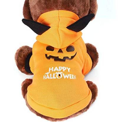 Dreamls Halloween Haustier Kleidung, Hund Kapuze Sweatshirt Katze Pullover Kleidung Hund Halloween Cosplay Kostüm Wintermantel für Hund Katze (M: Gelb) von Dreamls