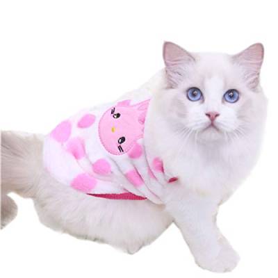 Dreamls Katzenkleidung, Winter Katze Fleece Pullover Warme Mäntel Kleine Hunde Kleidung Kätzchen Weste Jacke für Welpen Kleine Hunde Katze Kätzchen (S-Pink Kaninchen) von Dreamls