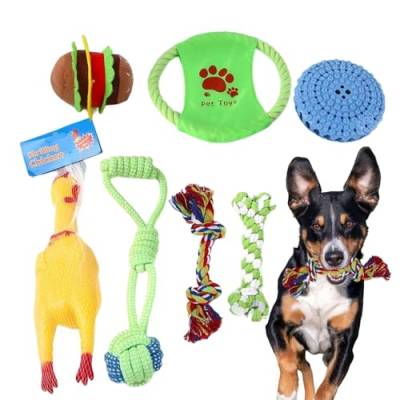 Dyeulget Seile für Hunde – Kauspielzeug für Hunde, interaktives Hundespielzeug, Zugseil, schreiendes Huhn, Kauseil, langlebiges Hundespielzeug für Training und Unterhaltung von Dyeulget