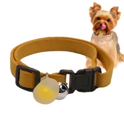 Dyeulget Verstellbares Hundehalsband – kleine Hundehalsbänder mit Plüsch-Herzanhänger, Glocke, leichtes Haustierhalsband für Welpen, Katzen, Hunde, Hundezubehör von Dyeulget
