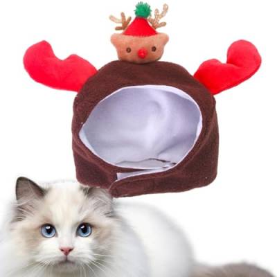 Dyeulget Weihnachtsmütze für Haustiere, Katzenkostüm, Hundehut, weiches Weihnachts-Outfit für kleine bis mittelgroße Haustiere, Katzen, Hunde von Dyeulget