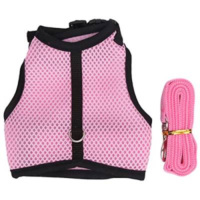 EVTSCAN Pet Pink Mesh Traction Harness Brustrückseite mit Leine für Kaninchen Meerschweinchen Heimtierbedarf(M-Rosa) von EVTSCAN