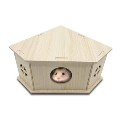 Eyksta HamsterHaus Holz Kleintierspielzeug Hamster Zubehör Haus für Zwerghamster Goldhamster Rennmäuse 20 * 20 * 11.1cm von Eyksta
