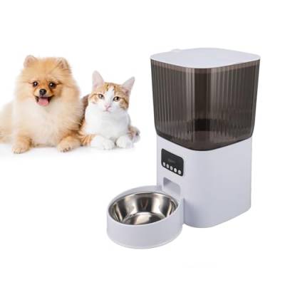 Automatischer Futterspender für Haustiere, 5 L Futterspender für Katzen und Hunde, Tierfutterspender, Leicht zu Reinigen, 360-Grad-versiegelte Abdeckung, Doppelte (Einzelne von Fabater