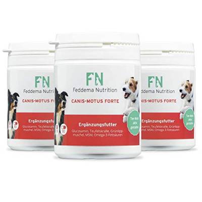 Feddema Canis-Motus Forte I 3 x 90 Tabs Gelenk Ergänzungsfutter für Hunde I Nahrungsergänzung Hunde Gelenke Tabletten mit Teufelskralle Glucosamin MSM Omega-3 Fettsäuren und Grünlippmuschel von Feddema
