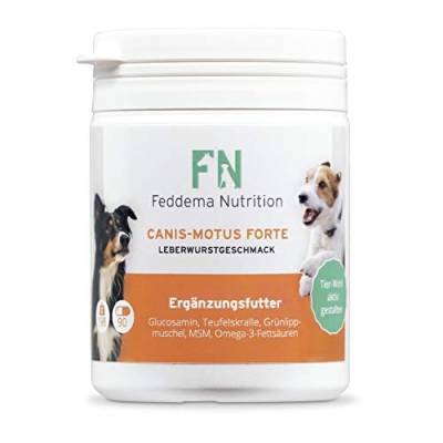 Feddema Canis-Motus Forte Leberwurst Gelenk Ergänzungsfutter für Hunde mit Teufelskralle Glucosamin MSM Grünlippmuschel I Futterergänzung Hunde Gelenke Tabletten I 1 Packung á 90 Tabs von Feddema