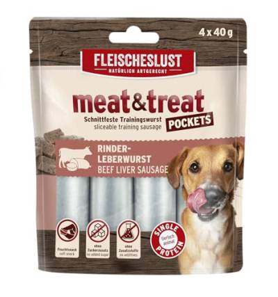 Fleischeslust Meat & Treat Pockets Rinderleberwurst (4 x 40g) von Fleischeslust