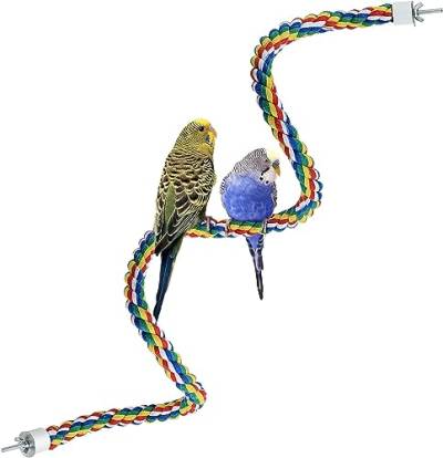 Vogelseilstange für Papageien, Nymphensittiche, Sittiche, Wellensittiche, Käfige, bequeme Vögel, bunte Seil-Sitzstangen (104,1 cm Metallmutter) von FoOhy