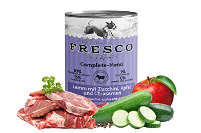 Complete-Menü Lamm mit Zucchini, Apfel und Chiasamen (haltbares B.A.R.F.) | Ohne Getreide | Ohne künstliche Zusätze | schonend dampfgegart von Fresco Dog
