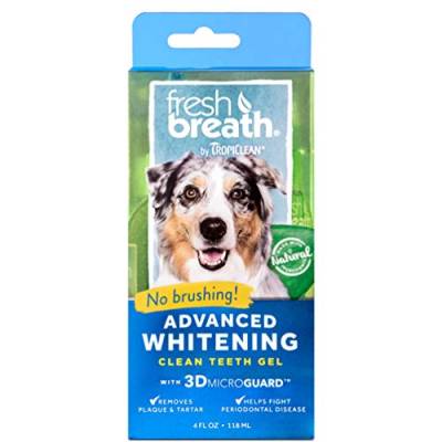 Frischer Atem von TropiClean - Mundpflege-Gel für Hunde, Haustiere, Katzen - Bürstenlos - Entfernt Plaque und Zahnstein - Advanced Whitening - 118 ml von Tropiclean