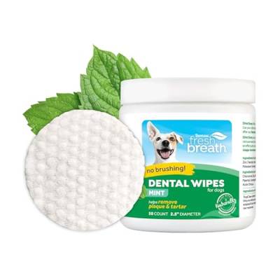 TropiClean Fresh Breath No Brushing Clean Teeth Dental & Oral Care Dental Wipes for Pets, 50ct, 220 g von Tropiclean
