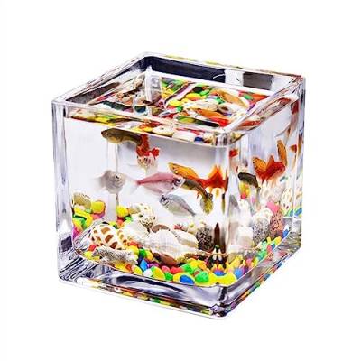 Aquarium Aquarium-Glas, quadratisch, verdickt, transparent, Aquarium, Arbeitsplatte, Kleiner Heimtank for Aquarien, ökologisches Schildkrötenbecken Aquarien (Size : L) von GLigeT