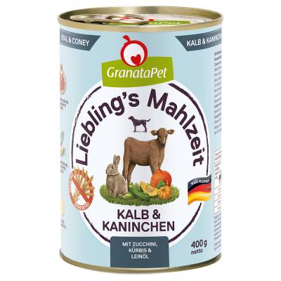 Sparpaket GranataPet Liebling's Mahlzeit 24 x 400 g - Kalb & Kaninchen von Granatapet