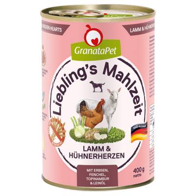 Sparpaket GranataPet Liebling's Mahlzeit 24 x 400 g - Lamm & Hühnerherzen von Granatapet