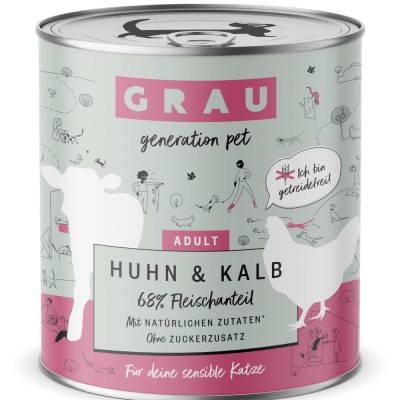 GRAU Adult Getreidefrei 6 x 800 g - Huhn & Kalb von Grau