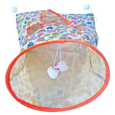 Katzen -Tunnel -Taschen mit hängenden lustigen Ball Crinkle Paper Craltlapsible Cat Toy Bag mit bunten niedlichen Vogelmuster Selbst Spielen Katzenspielzeug Spielzeug von HEKARBAMILL