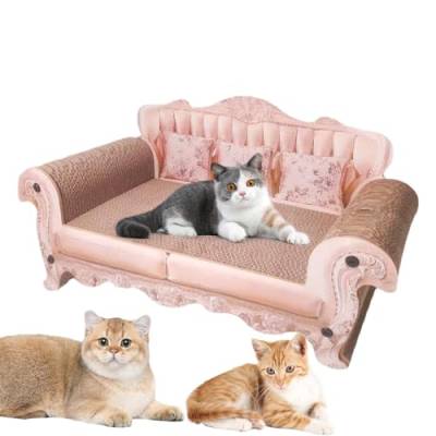 Katzenbett aus Pappe,Pappkratzer für Katze - Strapazierfähiges Kratz-Loungebett für Katzen in Rosa, lustige Kratzlounge für Hauskatzen Heshi von Heshi