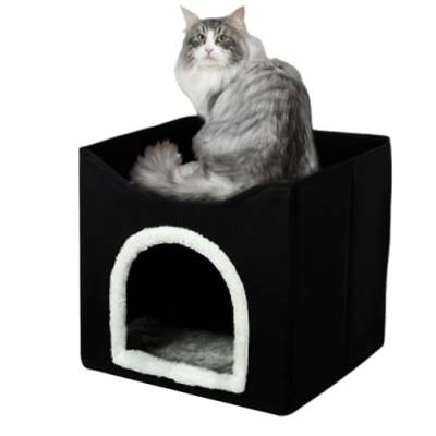 Katzenhäuser für Wohnungskatzen | Warme Katzenbetthöhle - Faltbares Hundeschlafhaus, dekorativer Zwinger für Haustiere, Doppellagiges Zubehör, Katzenschlafhaus Heshi von Heshi