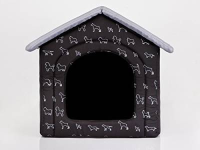 HobbyDog Hundehütte Hundebett Tierbett Katzenbett Schwarz mit Hunde von SEGMINISMART