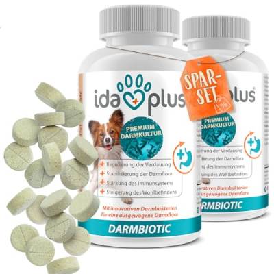 Ida Plus Darmbiotic – TESTSIEGER – Probiotika zur Darmsanierung für den Hund - Darmflora aufbauen nach Durchfall - gesunde aktive Darmbakterien – Immunsystem – Regulierung Verdauung – 240 Tabletten von Ida Plus