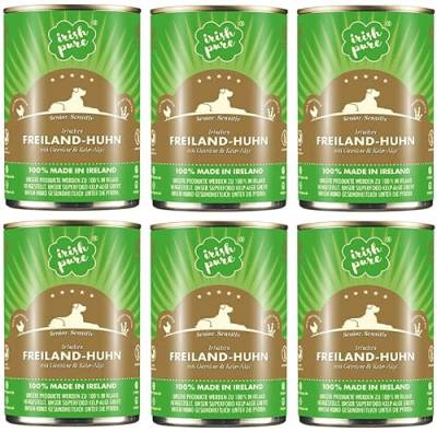 Irish Pure Premium Senior Nassfutter für Hunde | Freiland-Huhn | Vitamine | Getreidefrei | Sensitiv | mit Superfood Kelp-Alge | Nassfutter für alle Rassen (6 x 390g) von Irish Pure