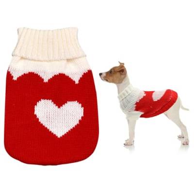 Hundepullover für Kleine Hunde, Chihuahua Pullover Warme Welpe Sweater Hunde Pullis Winter Hund Kleidung Katzen-Pullover Haustierkleidung Haustier-Winter-Outfit für kleine Hunde, Katzen (M/26cm, Rot) von Jodsen