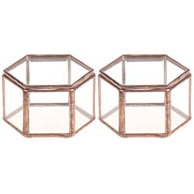 KVSERT Geometrische Glas-Terrarium-Box, Schmuckkästchen, Glas, Sukkulenten, Pflanztopf, , sechseckige Form, 2 Stück von KVSERT