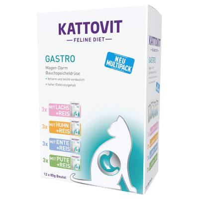 Kattovit Feline Gastro Pouch 24 x 85 g - Mix (4 Sorten) von Kattovit