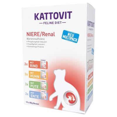 Kattovit Niere/Renal Pouch 12 x 85 g - Mix - Mixpaket (4 Sorten) von Kattovit